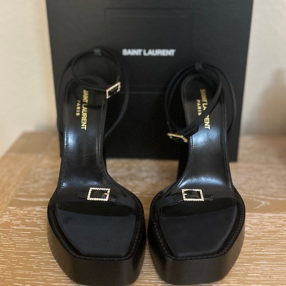 Saint Laurent Black Heeled Sandals Authentic - Picture 2 of 3